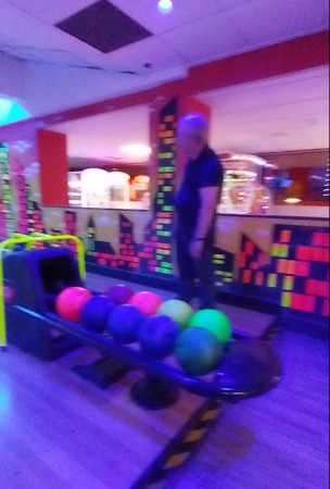 Dad bowling in the Pier at Skegvegas in Lincolnshire Dad bowling in the Pier at Skegvegas in Lincolnshire